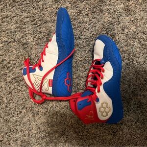 Youth Red, White, and Blue RUDIS wrestling Shoes.